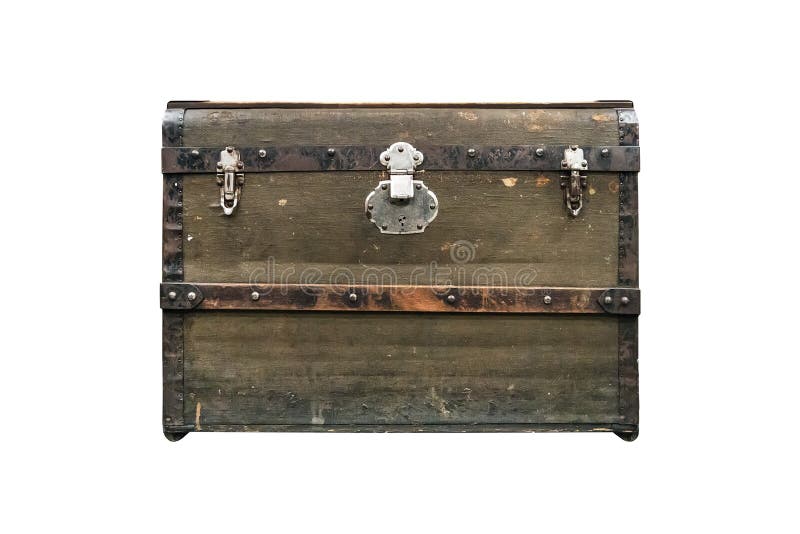 old treasure chest isolated on white background, Vintage vintage dark green box. old treasure chest isolated on white background, Vintage vintage dark green box