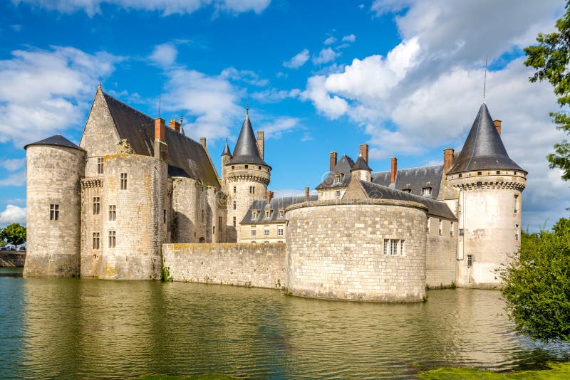 Fosso com o castelo do sur Loire Sully
