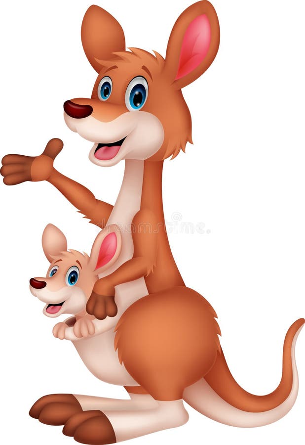 Illustration of Mother and baby kangaroo cartoon. Illustration of Mother and baby kangaroo cartoon