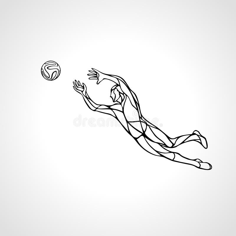 Fotboll eller fotbollsspelare, målvakt, idrottsmankontur stock illustrationer Fotboll eller fotbollsspelare, målvakt, idrottsmankontur stock illustrationer