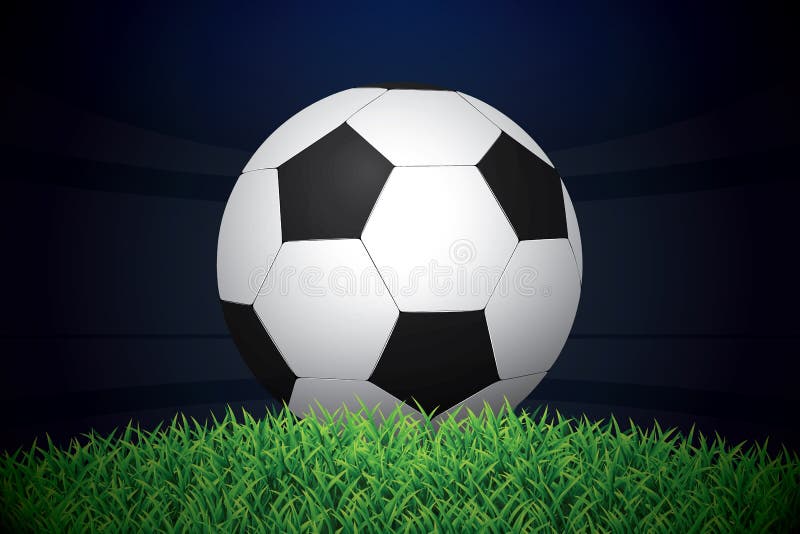 Fotboll-/fotbollboll på gräs på stadion också vektor för coreldrawillustration stock illustrationer Fotboll-/fotbollboll på gräs på stadion också vektor för coreldrawillustration stock illustrationer