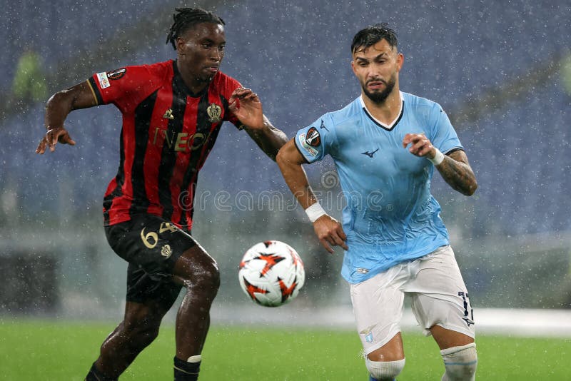 Fotboll : uefa europa league ss lazio vs ogc nice at Olympic stadion in rome den 3 oktober 2024 royaltyfri foto