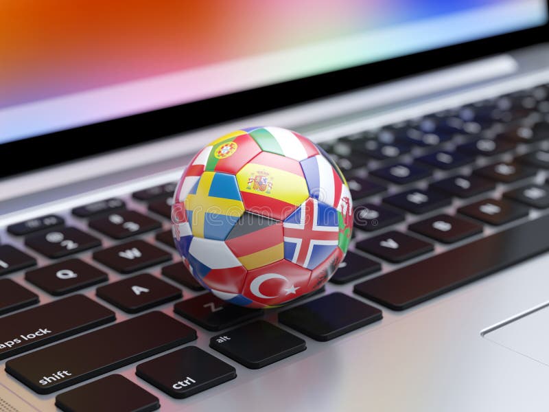 Fotbollboll med flaggasymboler från de Europa länderna arkivbild Fotbollboll med flaggasymboler från de Europa länderna arkivbild