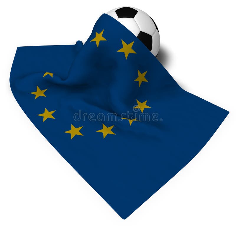 Fotbollboll och flagga av den europeiska unionen royaltyfri illustrationer Fotbollboll och flagga av den europeiska unionen royaltyfri illustrationer