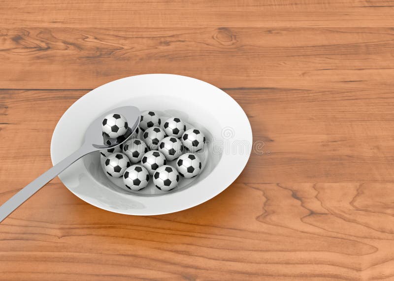 Fotbollmat - bollar på en djup platta på trä royaltyfri illustrationer Fotbollmat - bollar på en djup platta på trä royaltyfri illustrationer
