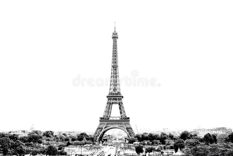 Foto In Bianco E Nero Di Panorama Di Parigi Con Una Vista Della Torre Eiffel In Francia Isolato Su Priorit Bassa Bianca Fotografia Stock Immagine Di Fiume Naturalizzato