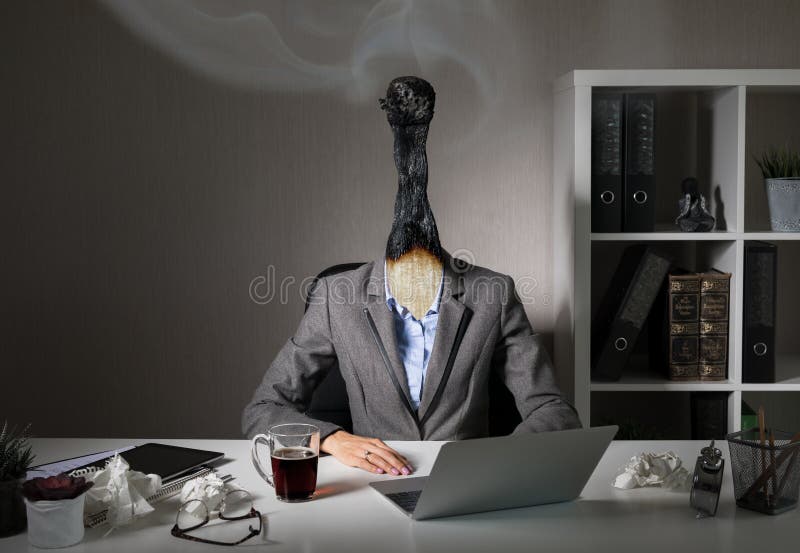Conceptual photo illustrating burnout syndrome at work in office. Conceptual photo illustrating burnout syndrome at work in office