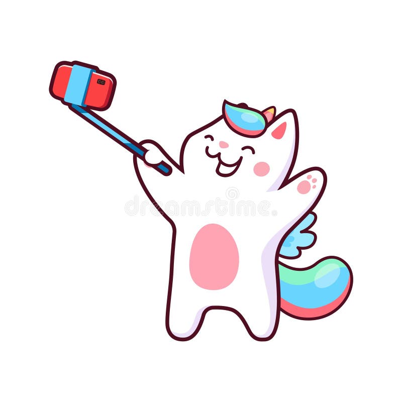 Desenhos Animados Personagem Caticorn Bonito Vector Kawaii Gato