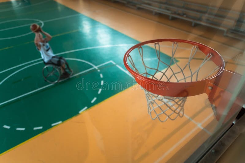 Foto Vista Superior Uma Pessoa Com Deficiência Jogando Basquete