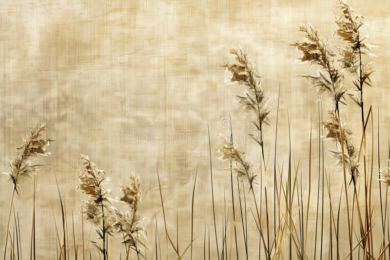 Foto de un fondo de pared de pasto beige con líneas verticales para textura y patrón mostrando la belleza natural del bambú. web b stock de ilustración