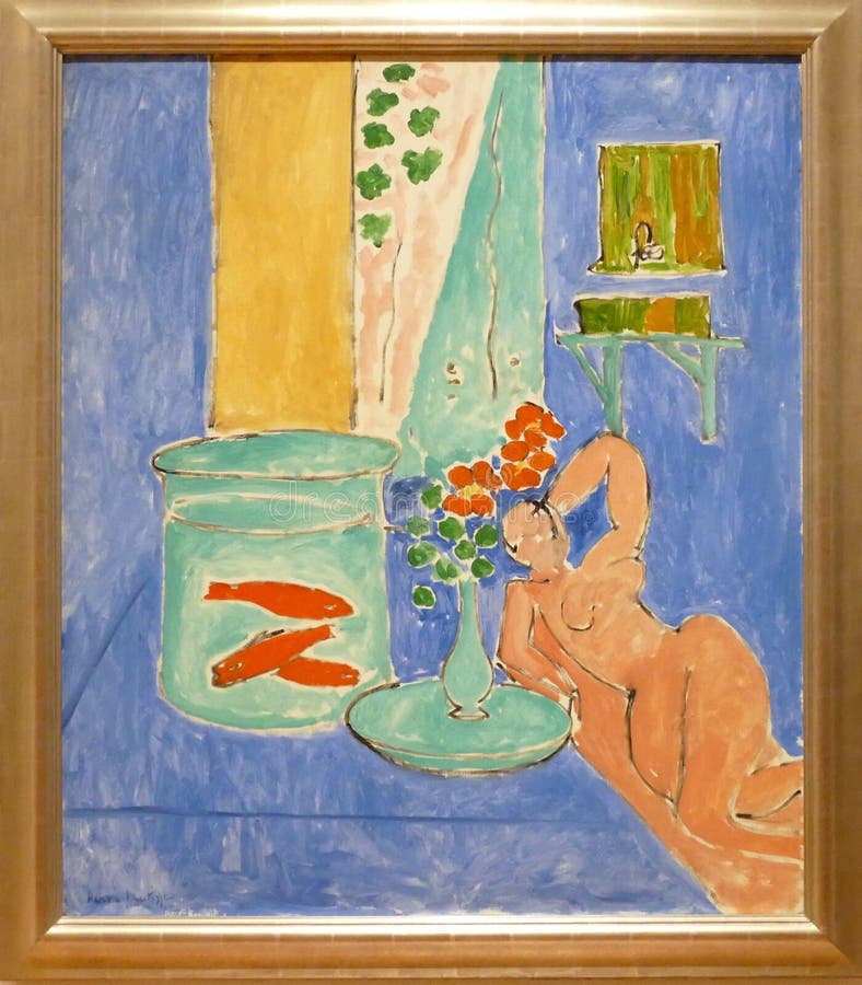 Foto del ` originale del pesce rosso e della scultura del ` della pittura da Henry Matisse immagini stock libere da diritti Foto del ` originale del pesce rosso e della scultura del ` della pittura da Henry Matisse immagini stock libere da diritti