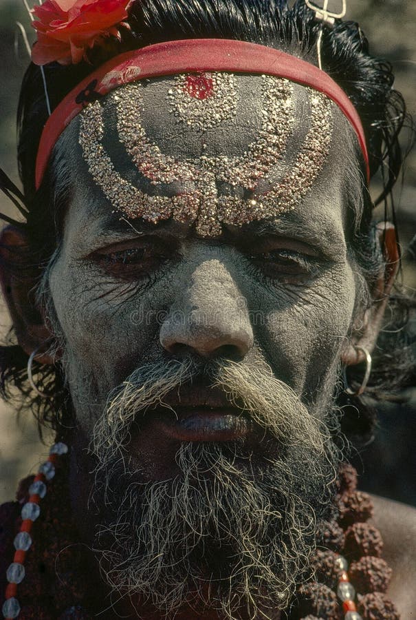 Foto del vintage del sadhu en el kumbh Mela 1977 foto de archivo Foto del vintage del sadhu en el kumbh Mela 1977 foto de archivo