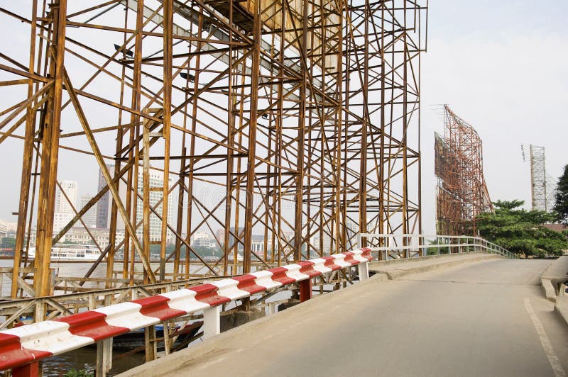 Portrait of Billboard Scaffolding Along Road. Portrait of Billboard Scaffolding Along Road