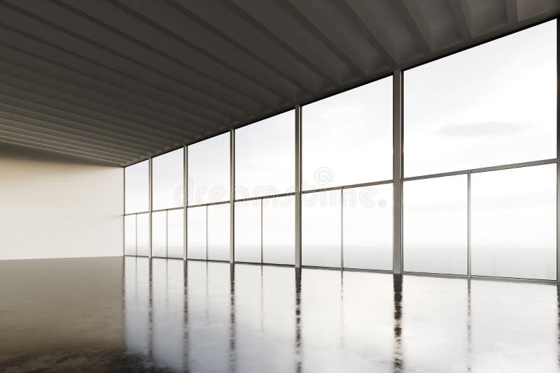 Foto des modernen Gebäudes des leeren Raumes des offenen Raumes Leeren Sie Innendachbodenart mit konkretem Boden, panoramische Fe lizenzfreies stockfoto Foto des modernen Gebäudes des leeren Raumes des offenen Raumes Leeren Sie Innendachbodenart mit konkretem Boden, panoramische Fe lizenzfreies stockfoto