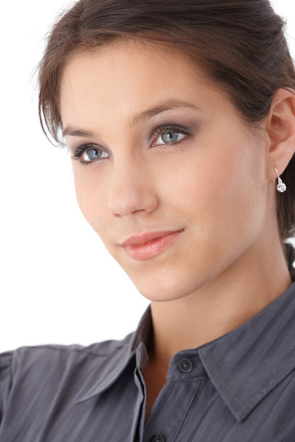 Foto do close up do sorriso bonito da face foto de stock royalty free