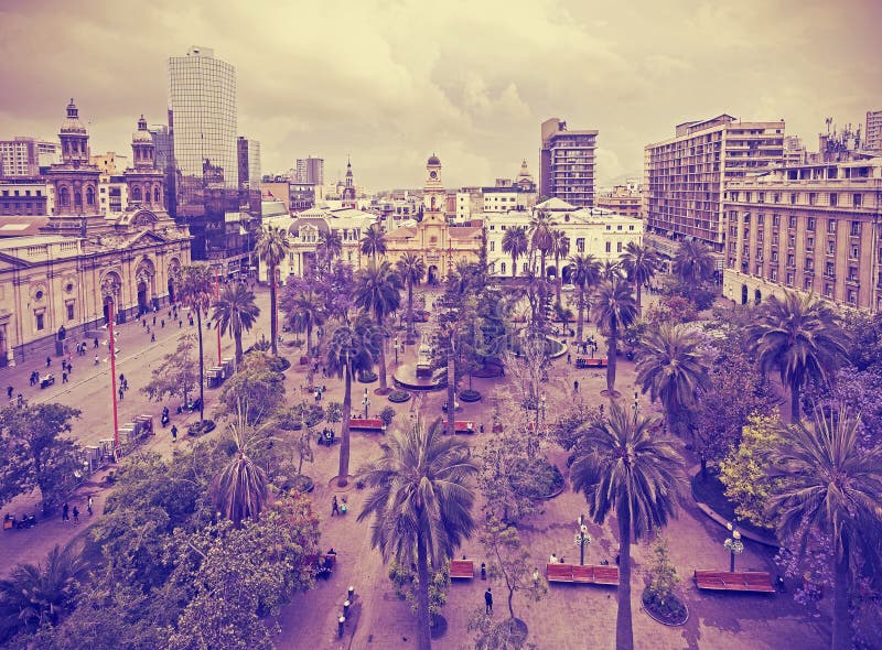 Foto estilizada del vintage de Santiago de Chile fotografía de archivo Foto estilizada del vintage de Santiago de Chile fotografía de archivo
