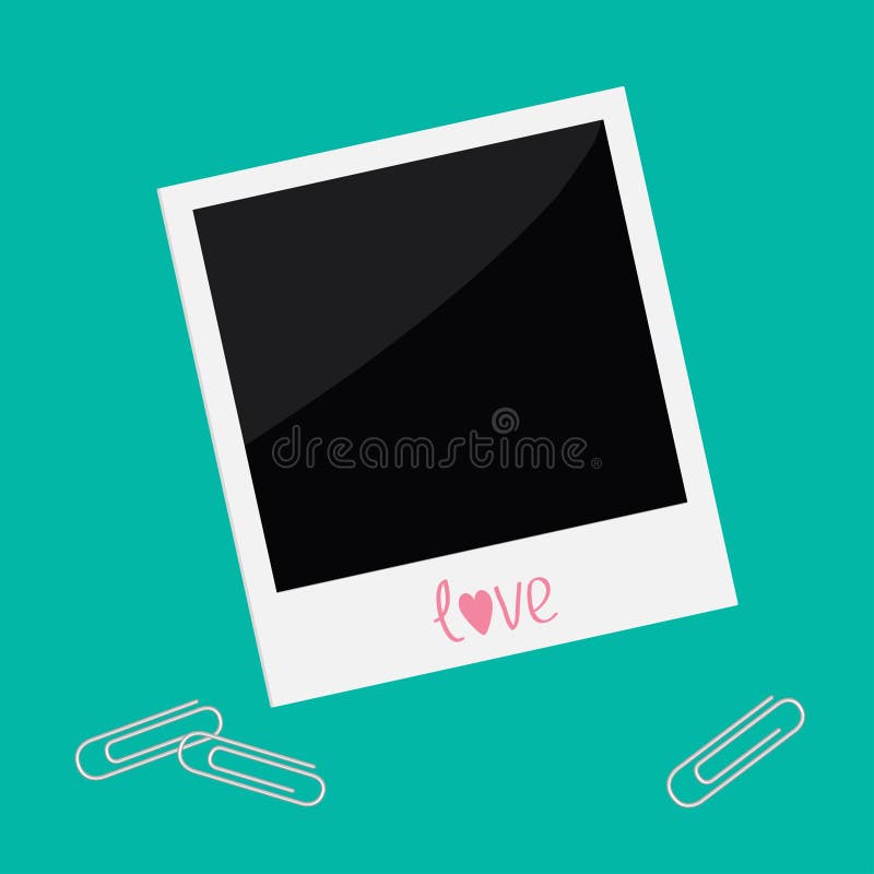 Foto inmediata con los paperclips de plata en estilo plano del diseño. Templ ilustración del vector Foto inmediata con los paperclips de plata en estilo plano del diseño. Templ ilustración del vector