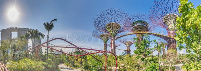 Picture over the Gardens by the Bay in Singapore in the year 2012 during daytime. Picture over the Gardens by the Bay in Singapore in the year 2012 during daytime