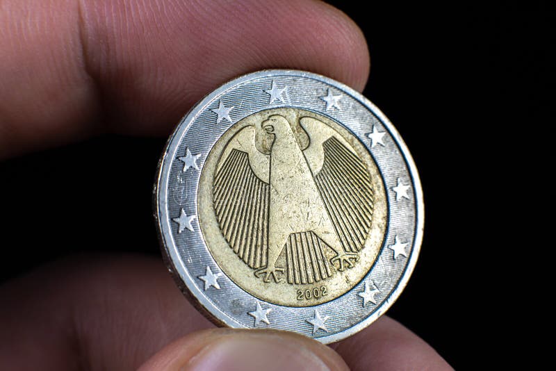 Foto van afsluiting van één euro Macromunten stock foto
