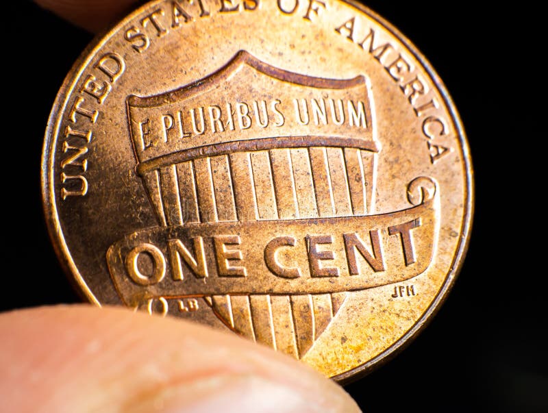 Foto van amerikaanse cent dichtbij. macromunten stock fotografie