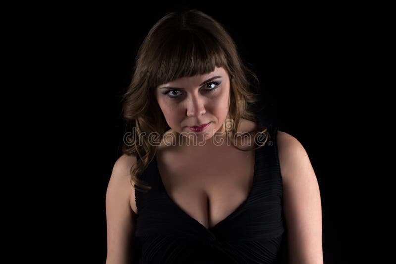 Foto van donkerbruine vette vrouw royalty-vrije stock fotografie Foto van donkerbruine vette vrouw royalty-vrije stock fotografie