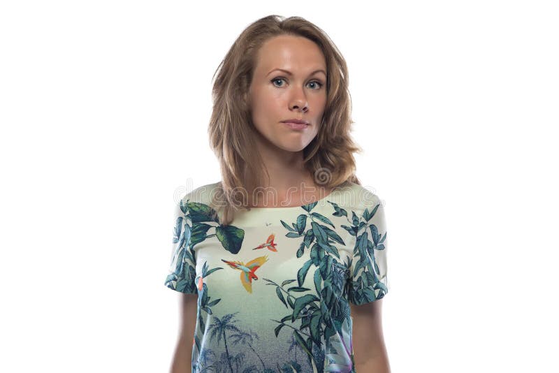 Foto van ernstige vrouw met lichtbruin haar royalty-vrije stock afbeeldingen Foto van ernstige vrouw met lichtbruin haar royalty-vrije stock afbeeldingen