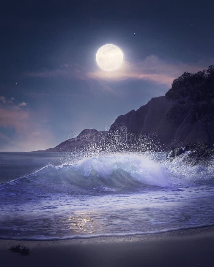 Foto vertical de ondas do mar em uma praia perto das montanhas sob a luz brilhante