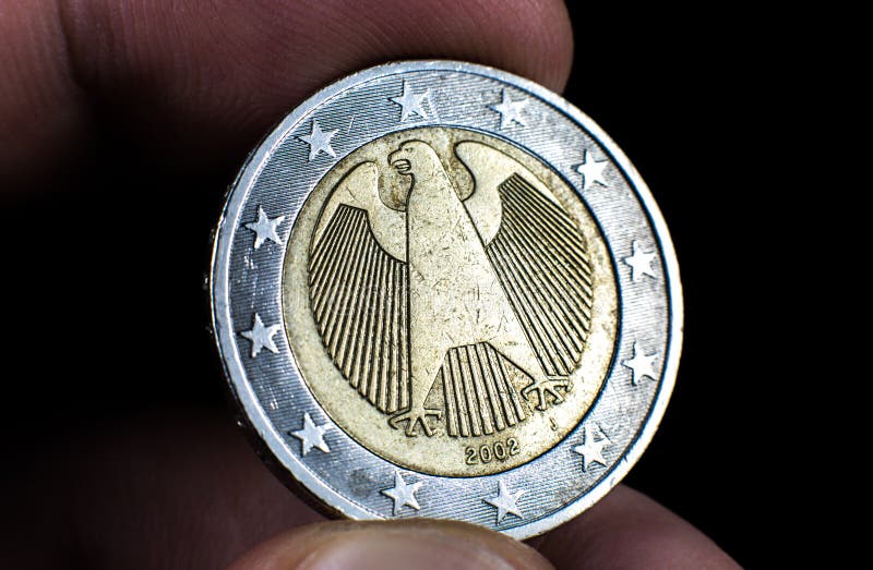 Foto voor afsluiting van één euro. macromunten royalty-vrije stock afbeeldingen