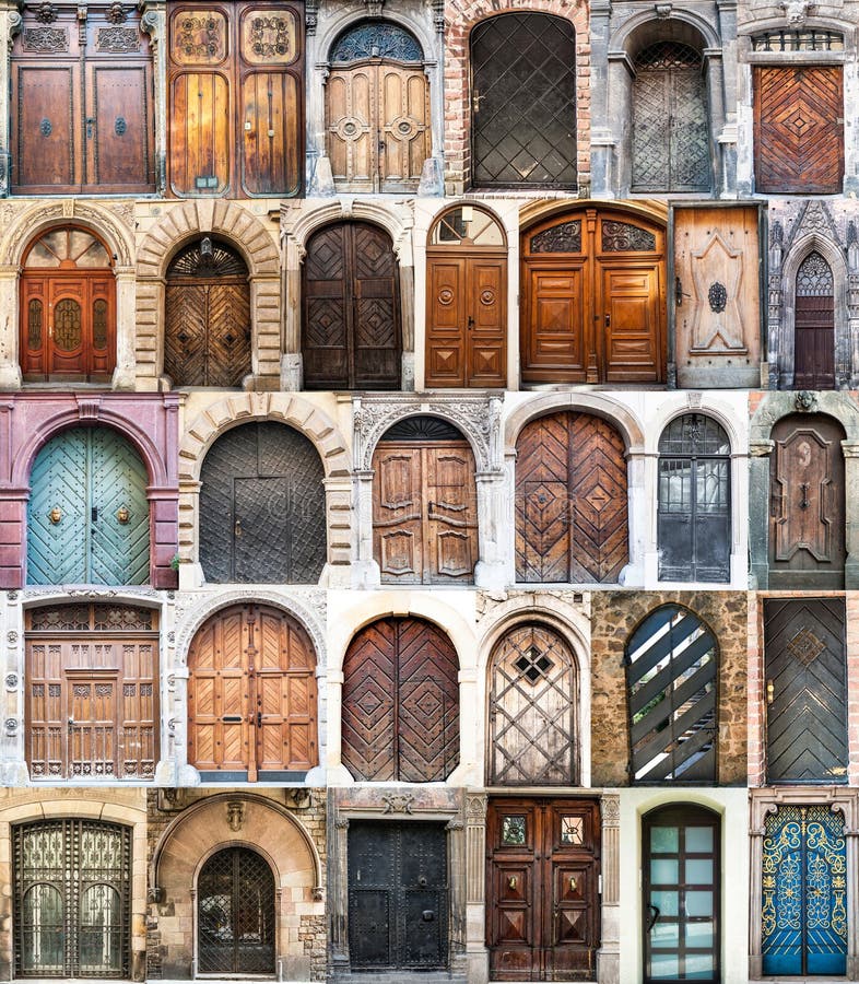 Fotocollage van oude deuren
