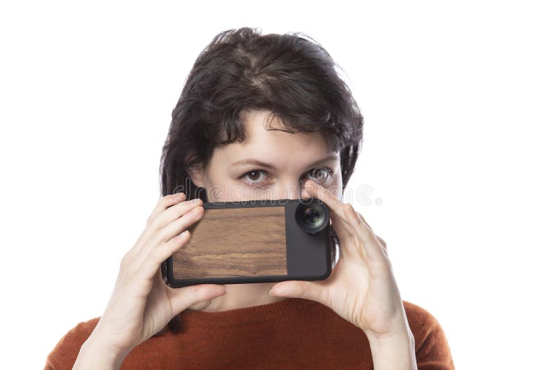 Fotograf z komórką obraz stock