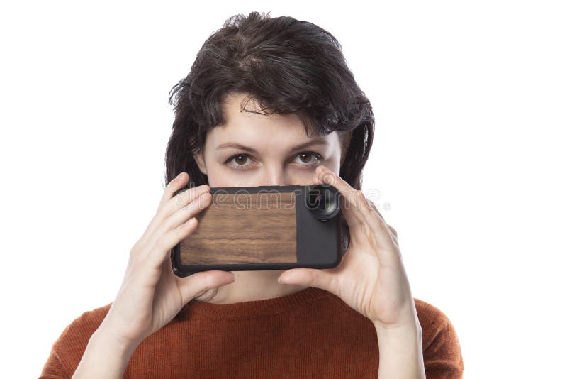 Fotograf z komórką obrazy stock