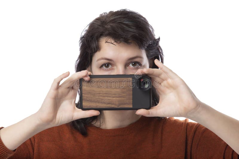 Fotograf z komórką obrazy royalty free