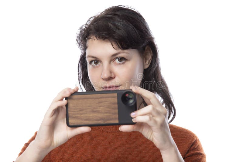 Fotograf z komórką fotografia stock