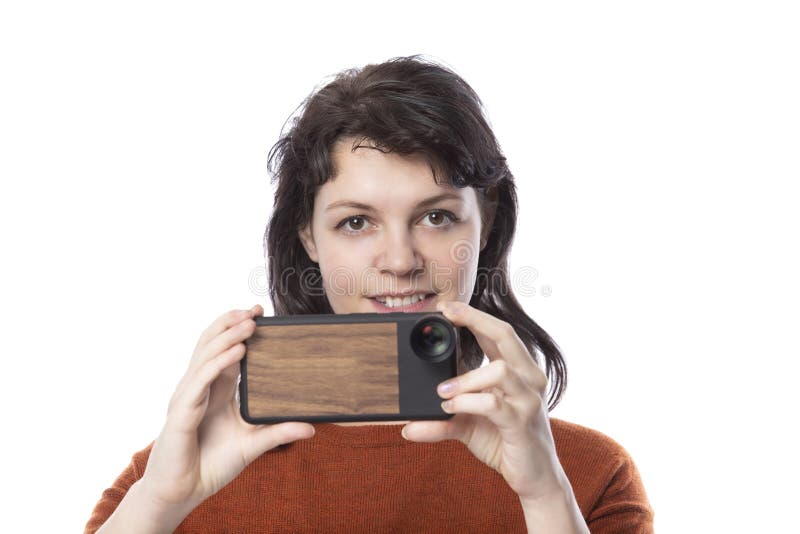 Fotograf z komórką zdjęcia stock