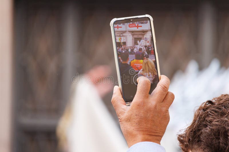 Fotograferingsevenemang med mobil teknik royaltyfri bild