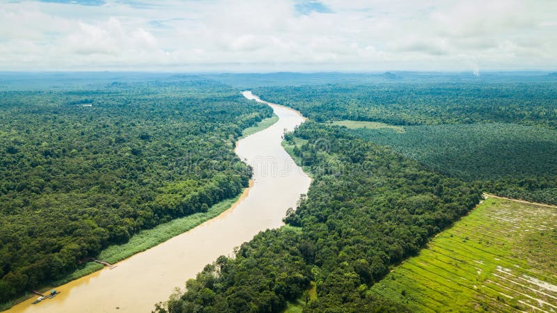 Fotografia aerea del fiume di Kinabatangan nel Borneo fotografie stock Fotografia aerea del fiume di Kinabatangan nel Borneo fotografie stock