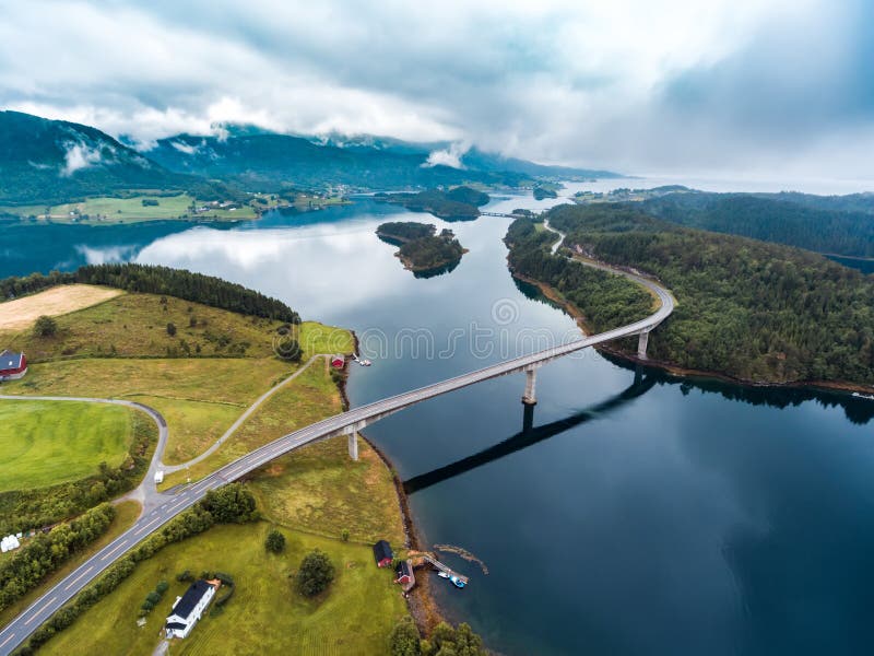 Fotografia aérea de Noruega da natureza bonita foto de stock Fotografia aérea de Noruega da natureza bonita foto de stock