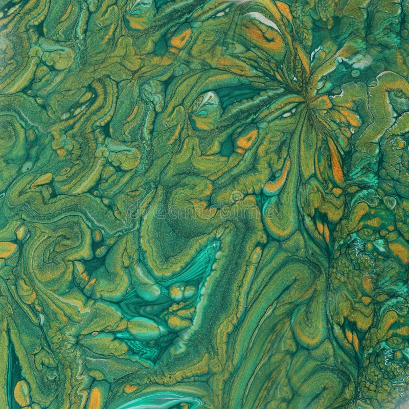 Fotografia de artă a fundalului abstract cu efect marbleizat. turcoaz verde smarald și culori creative aurite. vopsea frumoasă stock image