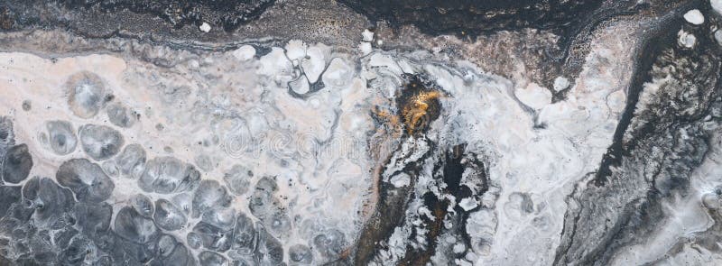 Fotografia fundalului abstract cu efect marbleizat. aur negru și culori creative albe. vopsea frumoasă stock images