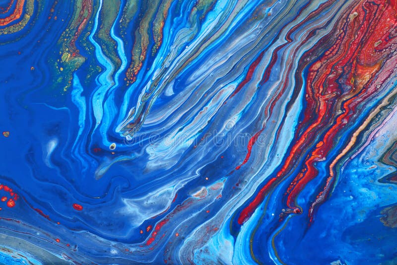 Fotografia fundalului abstract cu efect marbleizat. culori albastru roșu și alb creative. vopsea frumoasă royalty free stock image