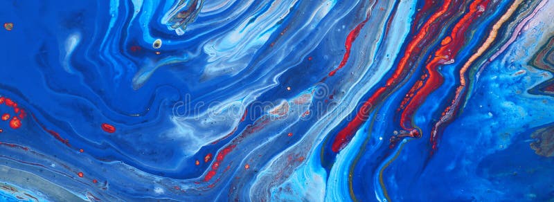 Fotografia fundalului abstract cu efect marbleizat. culori albastru roșu și alb creative. vopsea frumoasă. banner royalty free stock photography