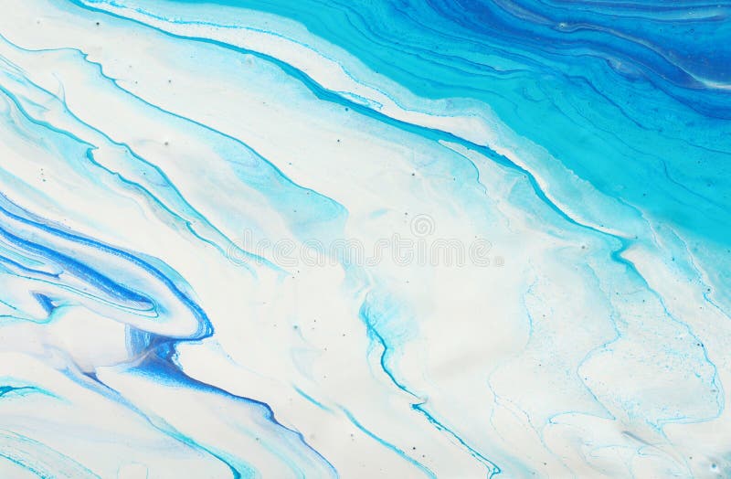Fotografia fundalului abstract cu efect marbleizat. culori creative albastru și alb. vopsea frumoasă stock images
