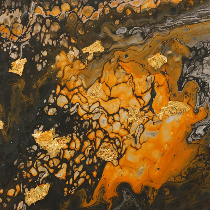 Fotografia fundalului abstract cu efect marbleizat. culori creative galbene și negre. vopsea frumoasă cu adaos de aur royalty free stock image