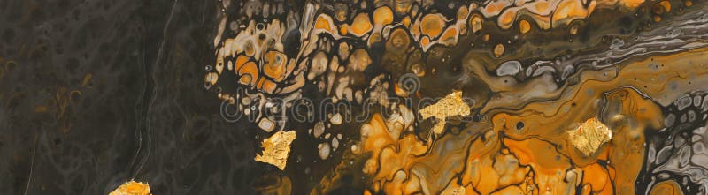 Fotografia fundalului abstract cu efect marbleizat. culori creative galbene și negre. vopsea frumoasă cu adaos de aur royalty free stock photos