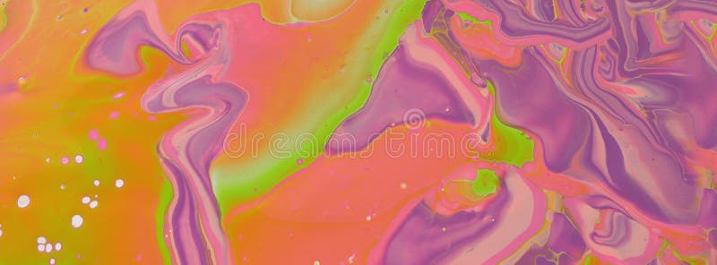 Fotografia fundalului abstract cu efect marbleizat. culori verzi roz portocaliu și violet creative. vopsea frumoasă. banner stock image