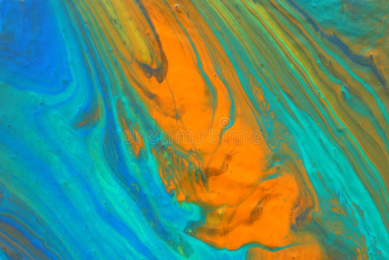 Fotografia fundalului abstract cu efect marbleizat. portocaliu-mentă albastru și culori creative albe. vopsea frumoasă royalty free stock photos