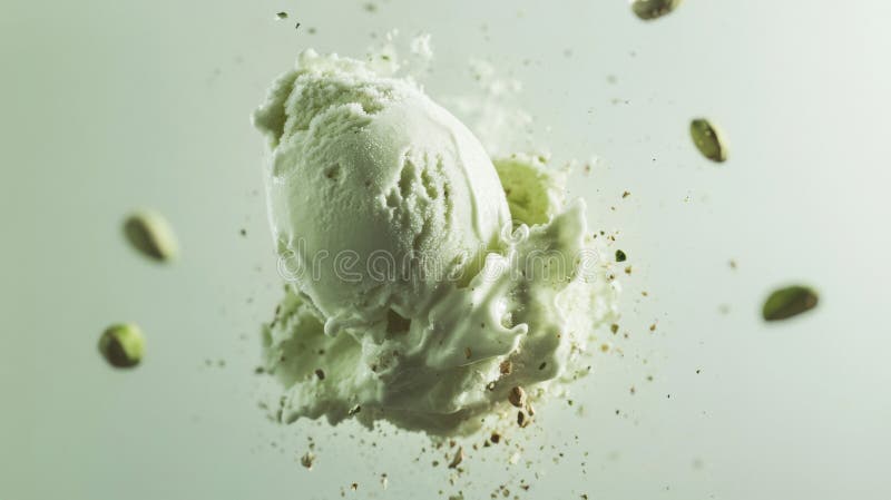 Fotografia lewitacji Kremy Pistachio Ice Cream ilustracji