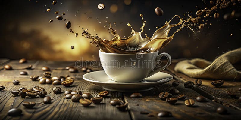 Fotografie de cafea de mare viteză Vizuale dinamice pentru campanii de publicitate captivante și promovarea mărcii stock illustration