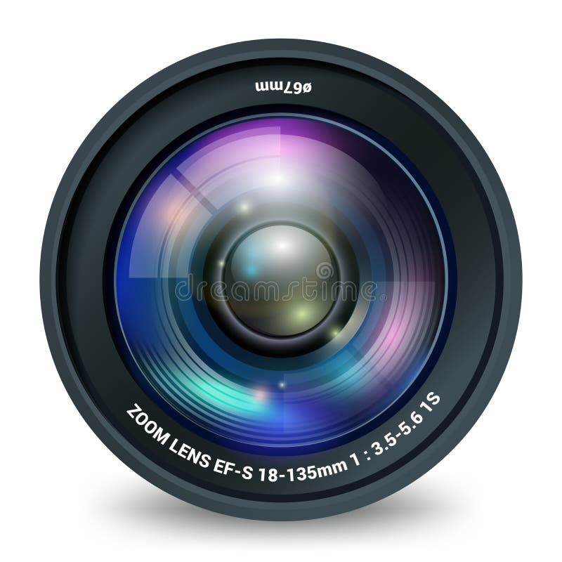 Fotografii kamera wideo obiektywu odosobniony frontowy widok ilustracja wektor Fotografii kamera wideo obiektywu odosobniony frontowy widok ilustracja wektor