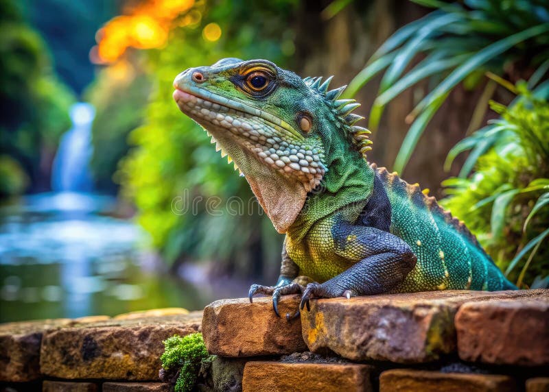 Fotografii uimitoare de închidere a dragonilor de apă din estul Australiei în mediile urbane, o explorare vibrantă a reptilelor stock illustration
